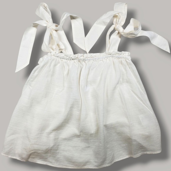 Outerknown Oasis Top Womens Medium White Bows Organic Cotton Boho Beach Coastal - Picture 4 of 12